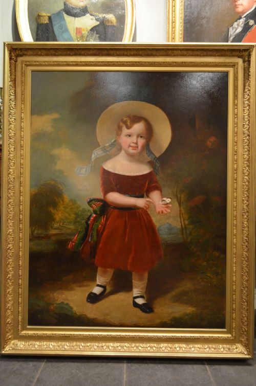 FABULOUS 19TH CENTURY OIL ON CANVAS PORTRAIT OF YOUNG BOY WITH A BUTTERFLY HENRY SCOTT 18041860 - ADDITIONAL PHOTO 16