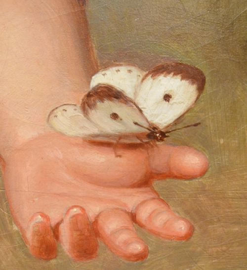FABULOUS 19TH CENTURY OIL ON CANVAS PORTRAIT OF YOUNG BOY WITH A BUTTERFLY HENRY SCOTT 18041860 - ADDITIONAL PHOTO 19