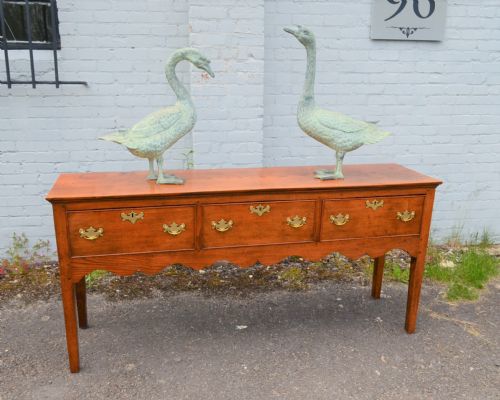 A Rare Late Georgian Elm Three Drawer Antique Dresser Base.