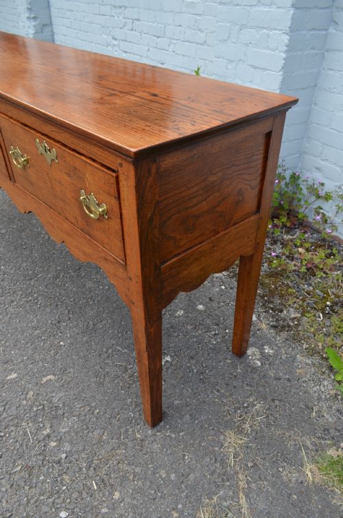 fig 1. A Rare Late Georgian Elm Three Drawer Antique Dresser Base.