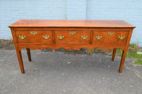 fig 2. A Rare Late Georgian Elm Three Drawer Antique Dresser Base.