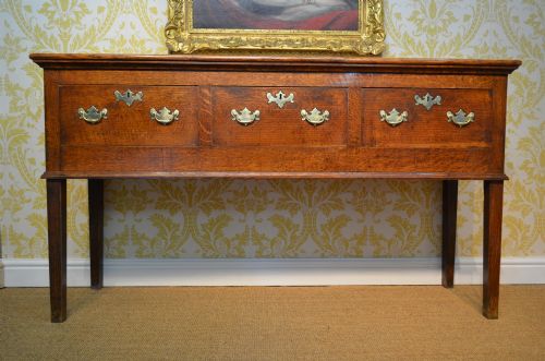 Small Georgian Oak Three Drawer Dresser Base.