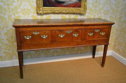 fig 1. Small Georgian Oak Three Drawer Dresser Base.