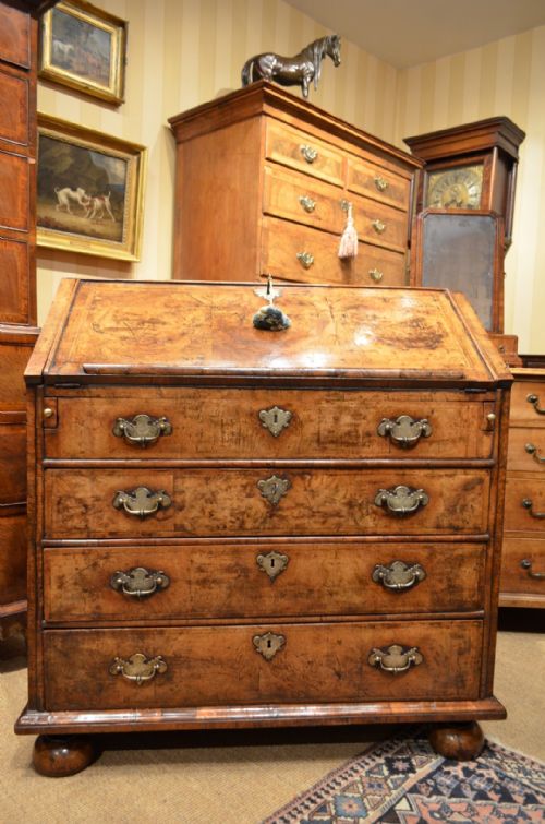 fig 1. Beautiful William & Mary Herring Banded Walnut Bureau