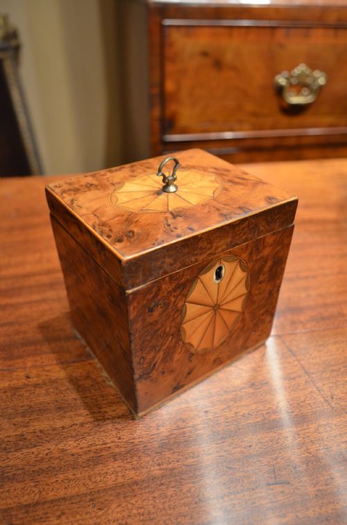 fig 1. Burr Yew Wood Tea Caddy.