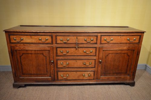 Georgian Oak and Mahogany Banded Cupboard Base Dresser
