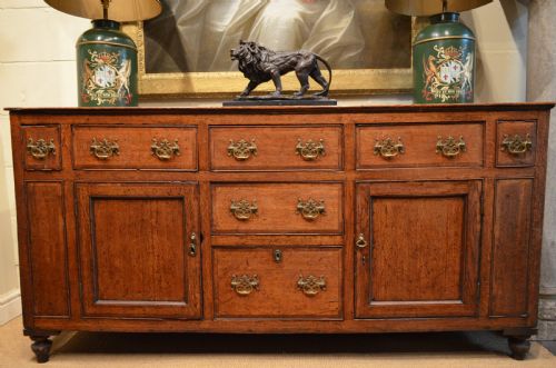 Beautiful Georgian Oak and Mahogany Banded Cupboard Base Dresser.