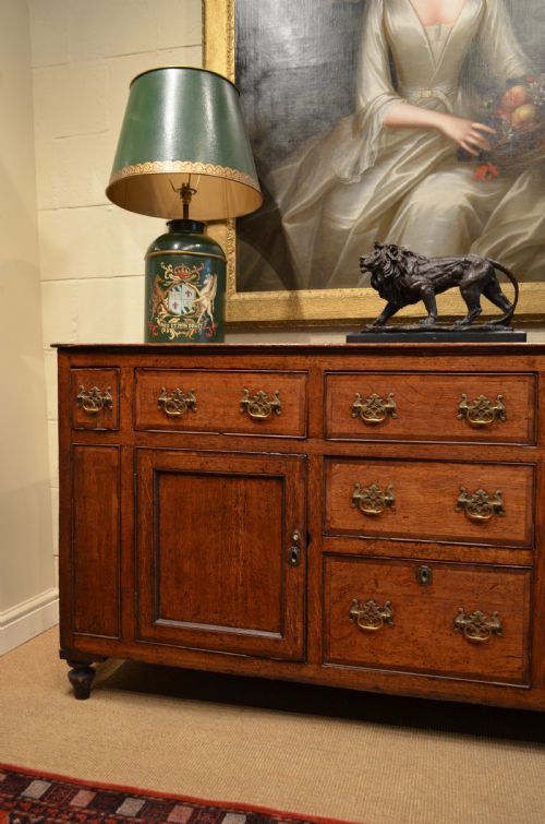 fig 1. Beautiful Georgian Oak and Mahogany Banded Cupboard Base Dresser.