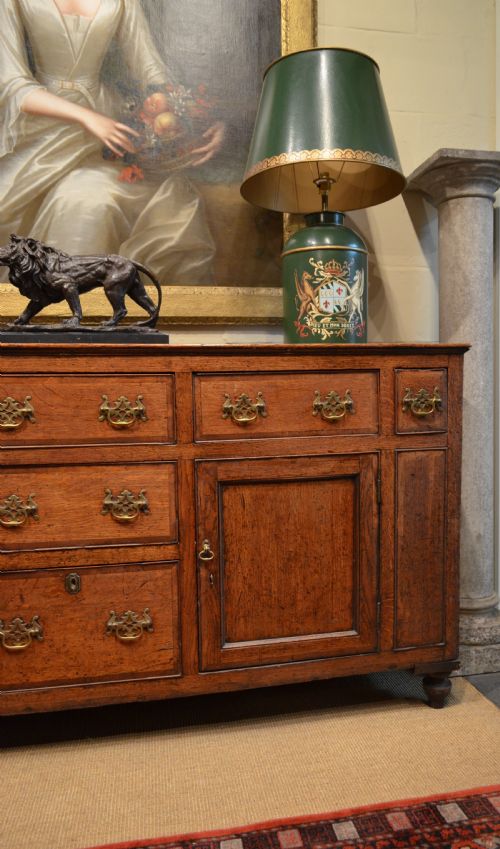 fig 2. Beautiful Georgian Oak and Mahogany Banded Cupboard Base Dresser.