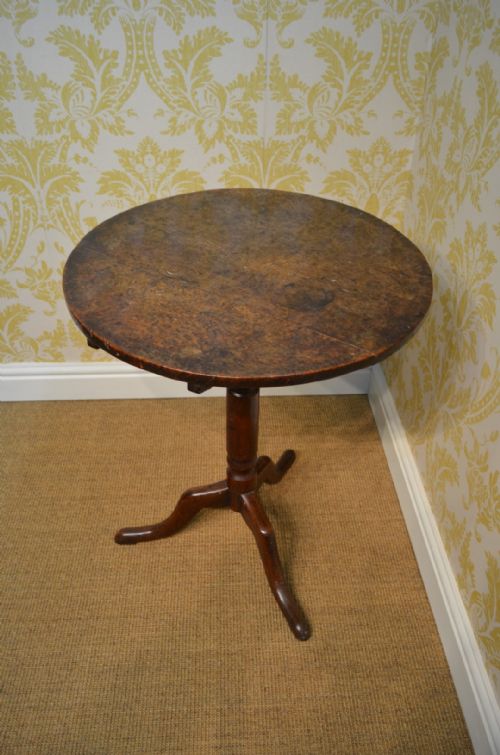 Superb  18th Century Burr Oak Tripod Table