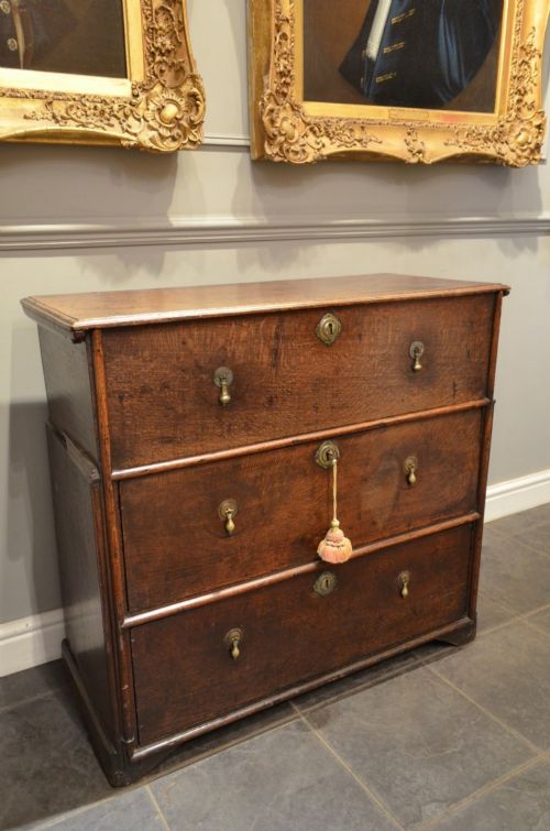 fig 1. 18th Century Oak Lift Up Lid Chest Of Drawers.