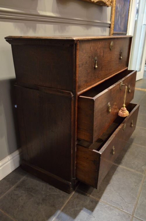 fig 2. 18th Century Oak Lift Up Lid Chest Of Drawers.