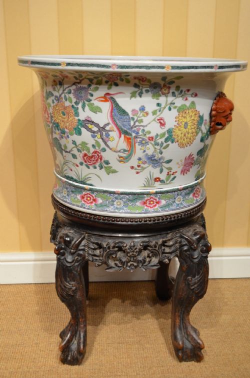 19th Century Chinese Fish Bowl on Stand.