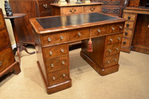 Beautiful Walnut Pedestal Writing Desk