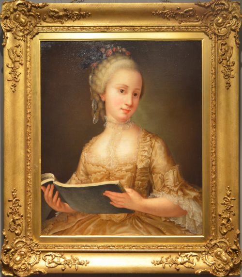 Beautiful Portrait of a Lady and Her Music Book