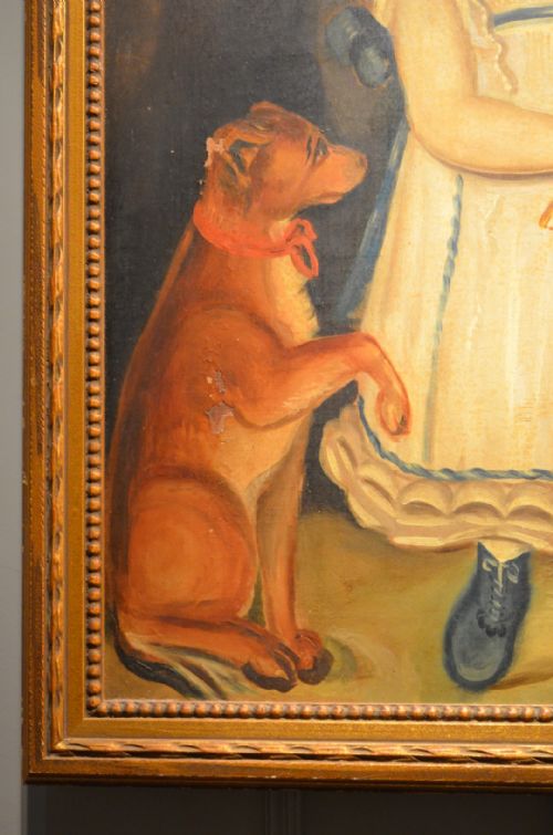 fig 2. Naive Oil Painting of Girl and Her pets.
