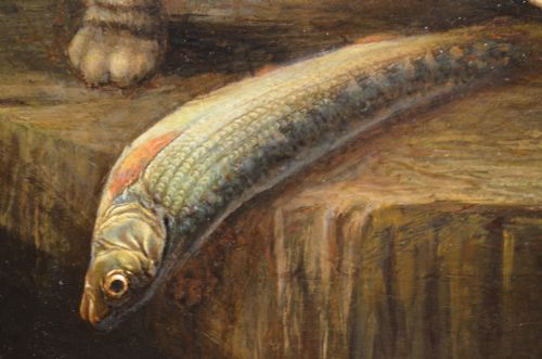BEAUTIFUL 19THC OIL ON CANVAS OF CAT WITH FISH ATTRIBUTED TO HORATIO HENRY COULDERY - ADDITIONAL PHOTO 10