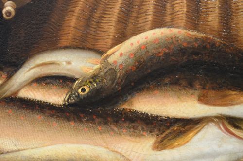 BEAUTIFUL 19THC OIL ON CANVAS OF CAT WITH FISH ATTRIBUTED TO HORATIO HENRY COULDERY - ADDITIONAL PHOTO 12