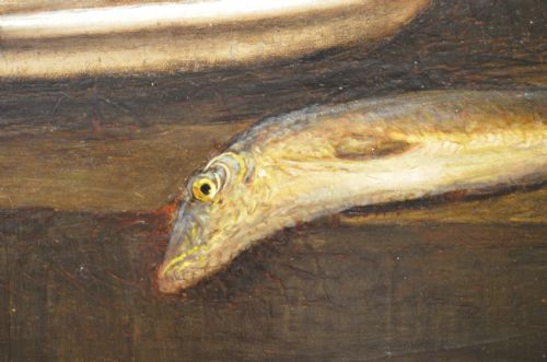 BEAUTIFUL 19THC OIL ON CANVAS OF CAT WITH FISH ATTRIBUTED TO HORATIO HENRY COULDERY - ADDITIONAL PHOTO 13