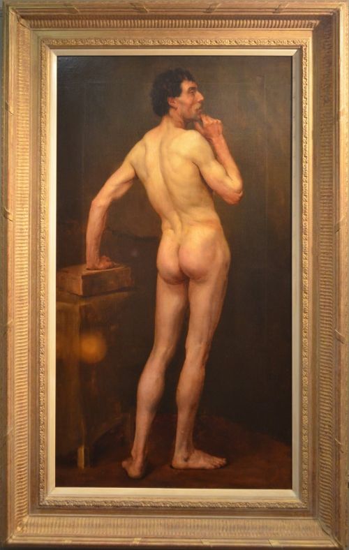 19th Century Oil on Canvas of Male Nude Study