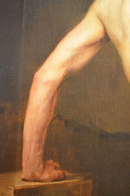 fig 1. 19th Century Oil on canvas of Male Nude Study