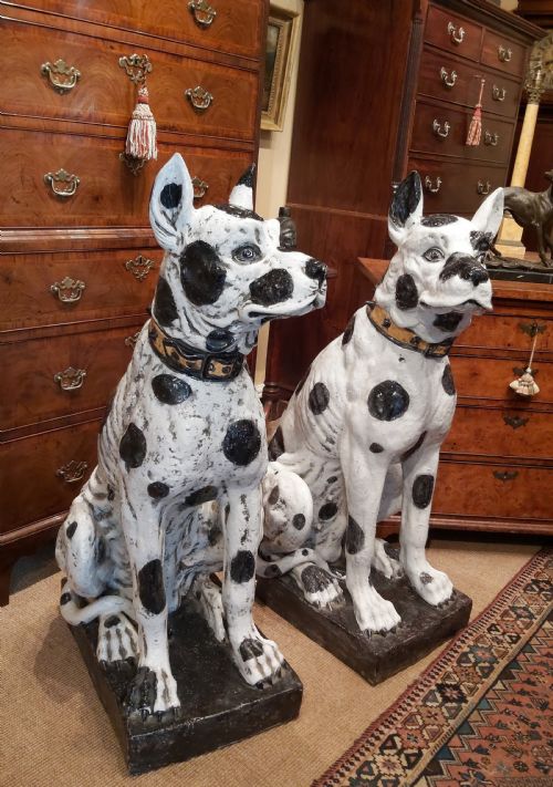 fig 2. A Pair of Lifesize Pottery Glazed Dogs.