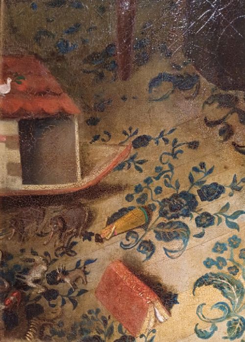fig 1. Portrait of a young boy and a spaniel in an interior