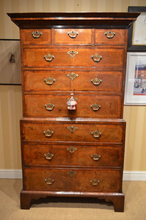 GEORGE I WALNUT CHEST ON CHEST