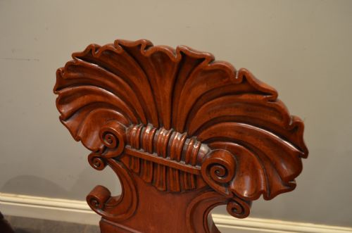 AN EXCEPTIONAL PAIR OF CARVED MAHOGANY SHELL BACK HALL CHAIRS C1815 - ADDITIONAL PHOTO 12