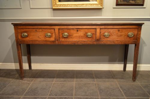GEORGIAN OAK AND ELM THREE DRAWER DRESSER BASE - ADDITIONAL PHOTO 1