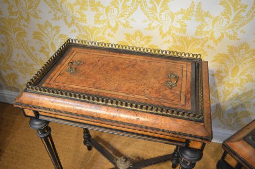 BEAUTIFUL PAIR OF WALNUT AND EBONISED JARDINIERES - ADDITIONAL PHOTO 11