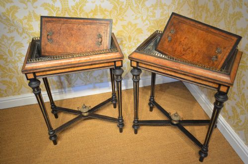 BEAUTIFUL PAIR OF WALNUT AND EBONISED JARDINIERES - ADDITIONAL PHOTO 12