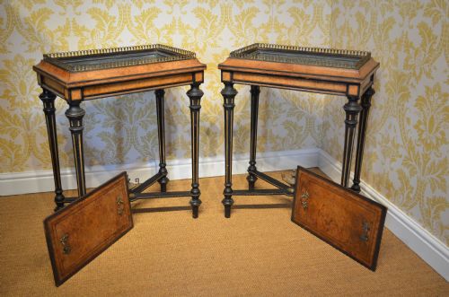 BEAUTIFUL PAIR OF WALNUT AND EBONISED JARDINIERES - ADDITIONAL PHOTO 15