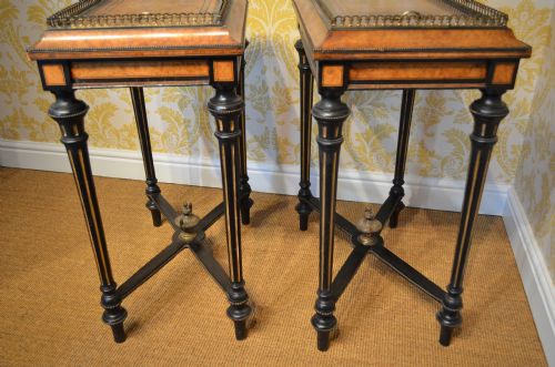 BEAUTIFUL PAIR OF WALNUT AND EBONISED JARDINIERES - ADDITIONAL PHOTO 19