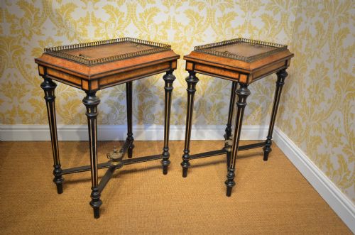 BEAUTIFUL PAIR OF WALNUT AND EBONISED JARDINIERES - ADDITIONAL PHOTO 20