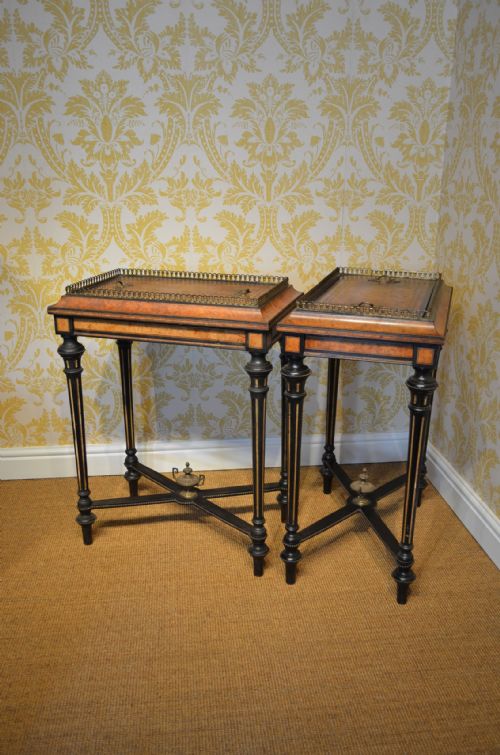 BEAUTIFUL PAIR OF WALNUT AND EBONISED JARDINIERES - ADDITIONAL PHOTO 21