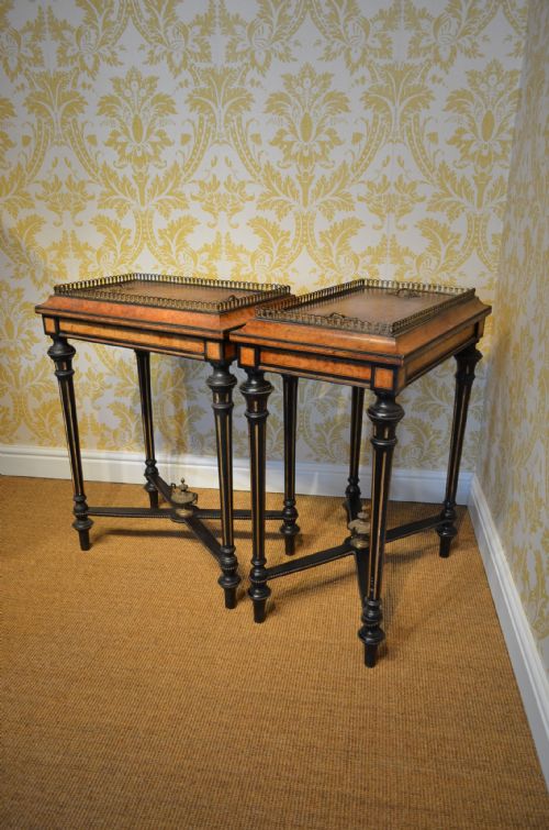 BEAUTIFUL PAIR OF WALNUT AND EBONISED JARDINIERES - ADDITIONAL PHOTO 22