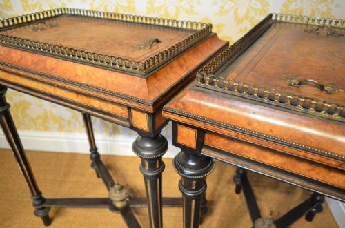 BEAUTIFUL PAIR OF WALNUT AND EBONISED JARDINIERES - ADDITIONAL PHOTO 23