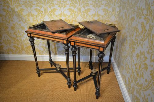 BEAUTIFUL PAIR OF WALNUT AND EBONISED JARDINIERES - ADDITIONAL PHOTO 28
