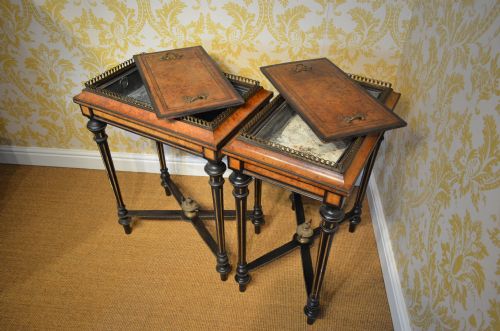 BEAUTIFUL PAIR OF WALNUT AND EBONISED JARDINIERES - ADDITIONAL PHOTO 29