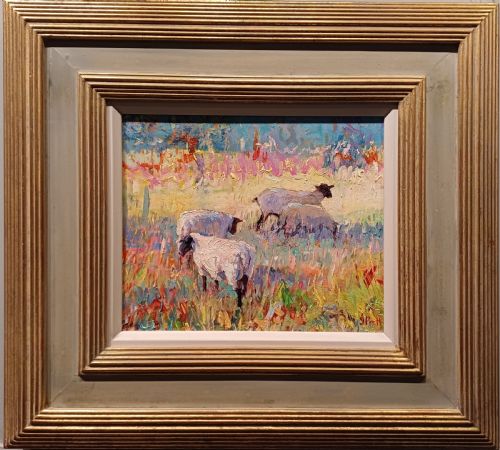 Beautiful Oil on Board Painting of Sheep by Jeffrey Pratt B.1940