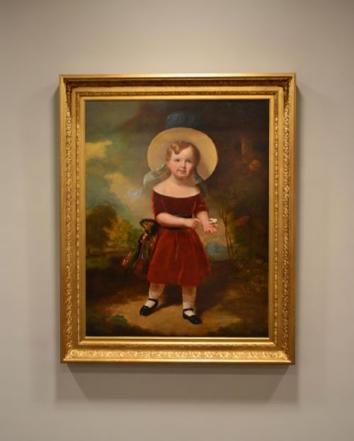 FABULOUS 19TH CENTURY OIL ON CANVAS PORTRAIT OF YOUNG BOY WITH A BUTTERFLY HENRY SCOTT 18041860
