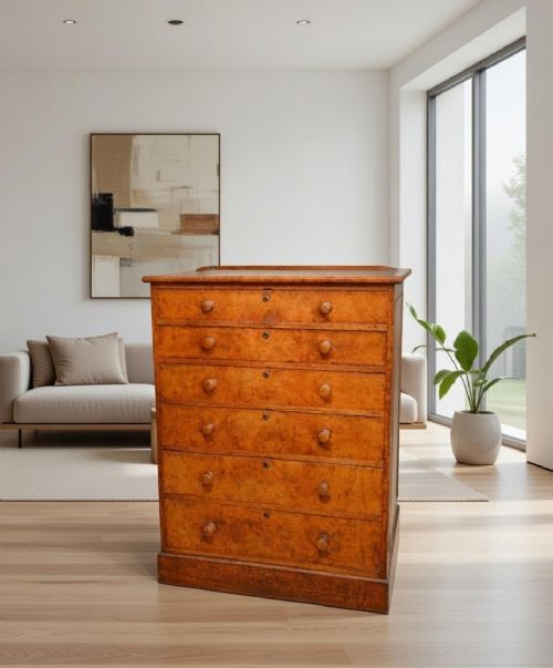 WONDERFUL EARLY 19TH CENTURY POLLARD OAK SECRETAIRE CHEST WITH FABULOUS COLOUR