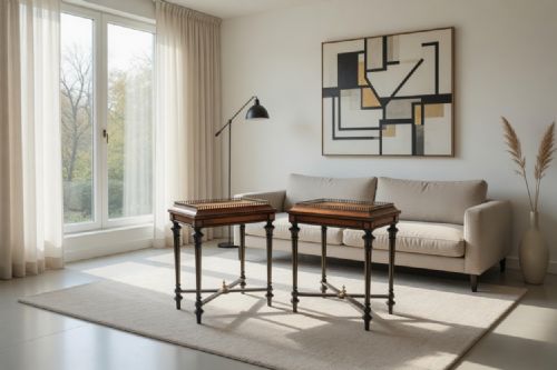 BEAUTIFUL PAIR OF WALNUT AND EBONISED JARDINIERES - ADDITIONAL PHOTO 3