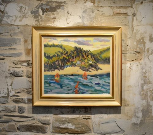 An Oil Painting on Canvas by Lucy Pratt 'Red Sails, Salcombe