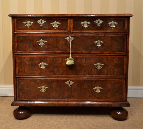 Stunning Oyster Veneered and Walnut Chest of Drawers.