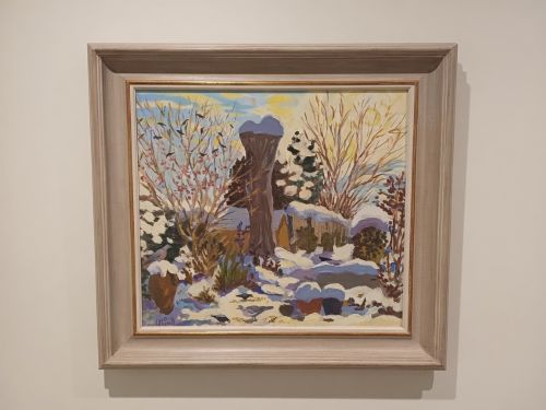 Super Oil on Canvas by Lucy Pratt 'Snowy Winter Feed'