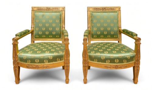 A Pair of Restauration Giltwood Fauteuil from the Palais De Tuileries, Circa 1815, by Jacob-desmalter
