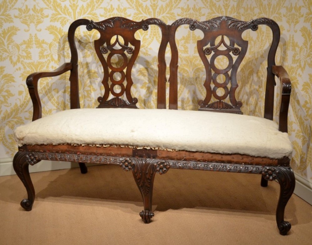 A Stunning Two Seater Settee in the Chippendale Style Circa 1900..