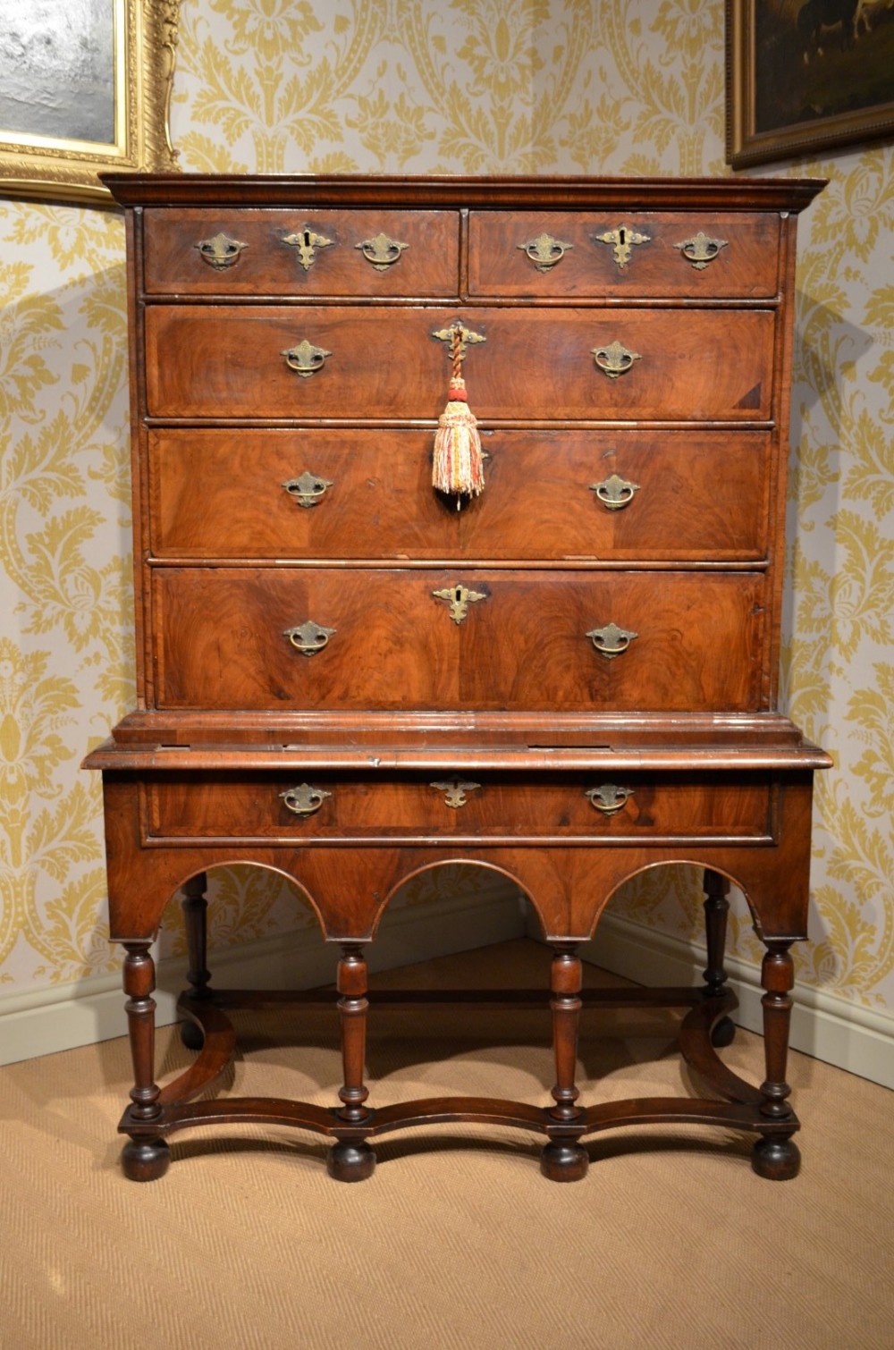 A Small Early 18th century walnut chest on stand.